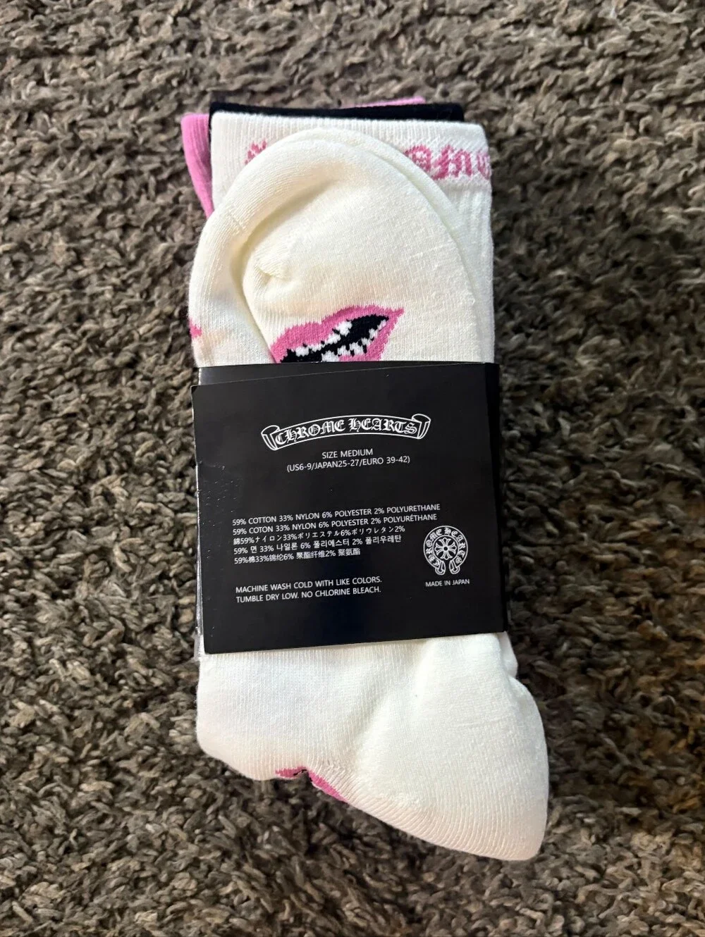 Chrome Hearts Matty Boy Chomper Socks 'Pink/White/Black'